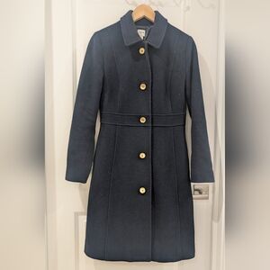 J.Crew Wool Blend Women’s Navy Blue Long Coat Size 4